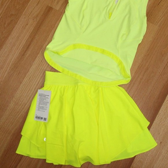 ❤️ Lululemon Court Rival Skirt Long & Front-Zip Mock-Neck Tennis Tank; Sz 4 - Picture 2 of 7